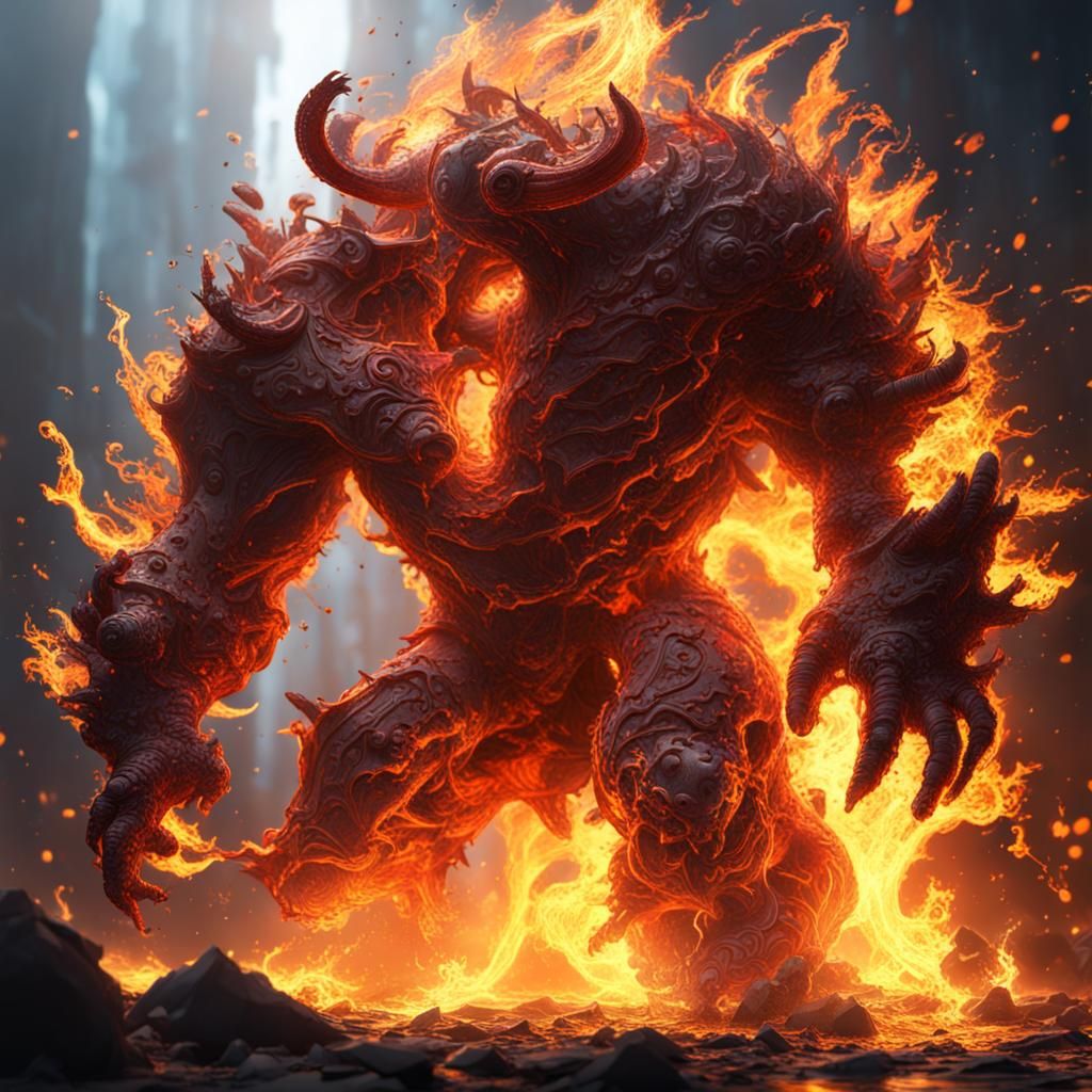 Fiery Giant Splash Art in Unreal Engine