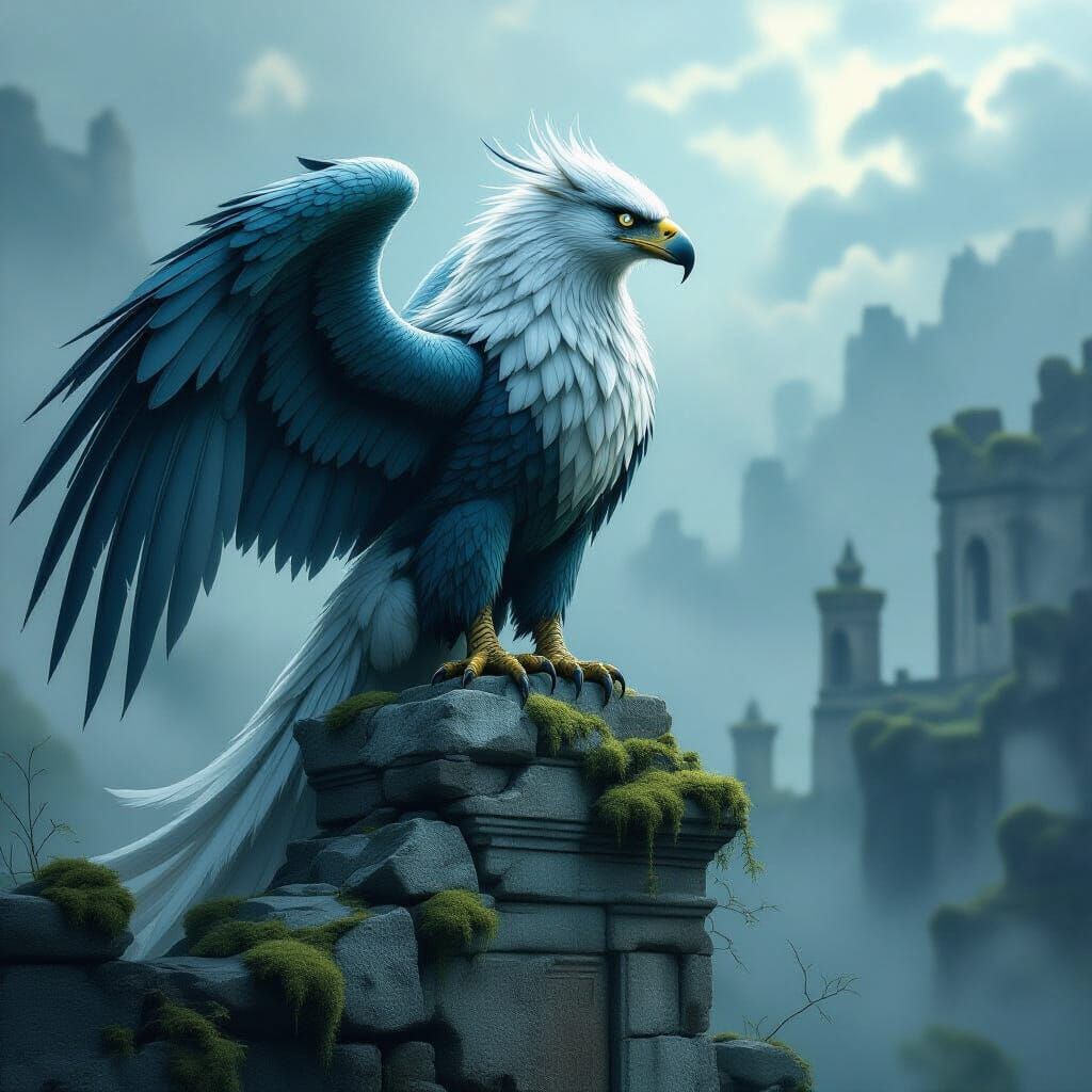 Majestic Griffin on Ancient Ruin