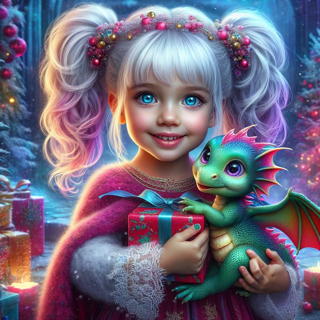 Girl Hugs Dragon: Fantasy Concept Art