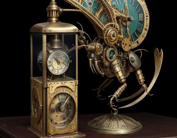 Steampunk Insect Specimens on Distressed Wooden Board