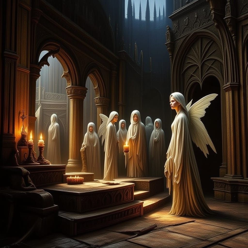 Ethereal Waxen Mournlings in Mystical Temple