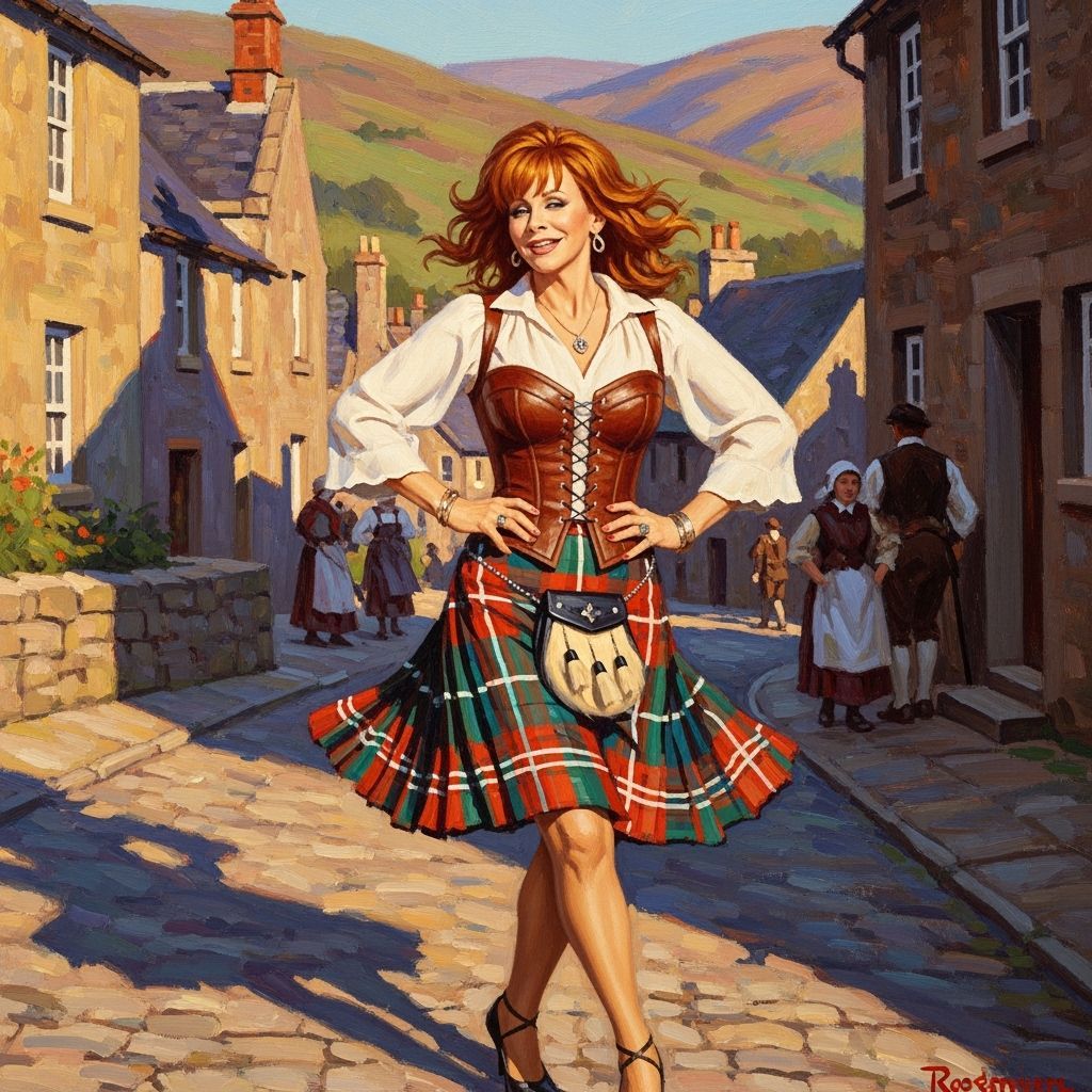 Reba McEntire in Scottish Village, Impressionist Oil Paintin...