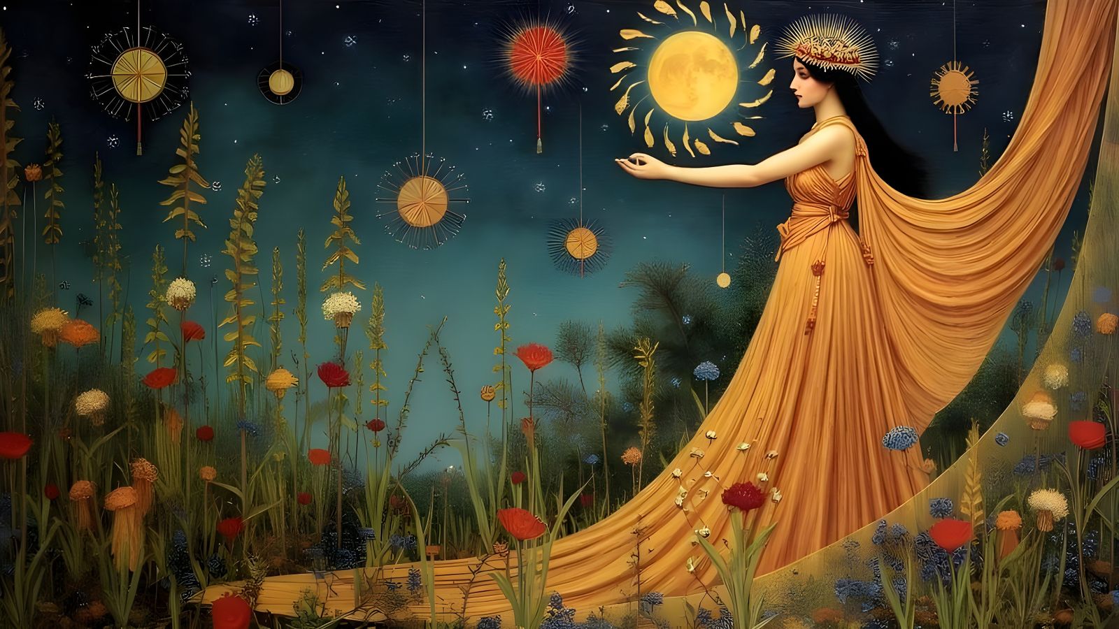 Mystical Weaver in Cosmic Realism Style