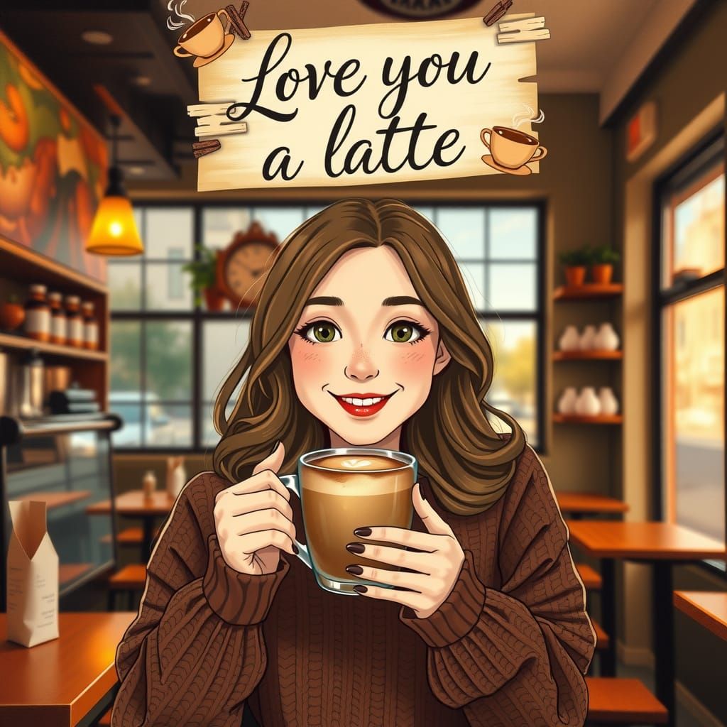 Cozy Cafe Moment with Whimsical Coffee Sign