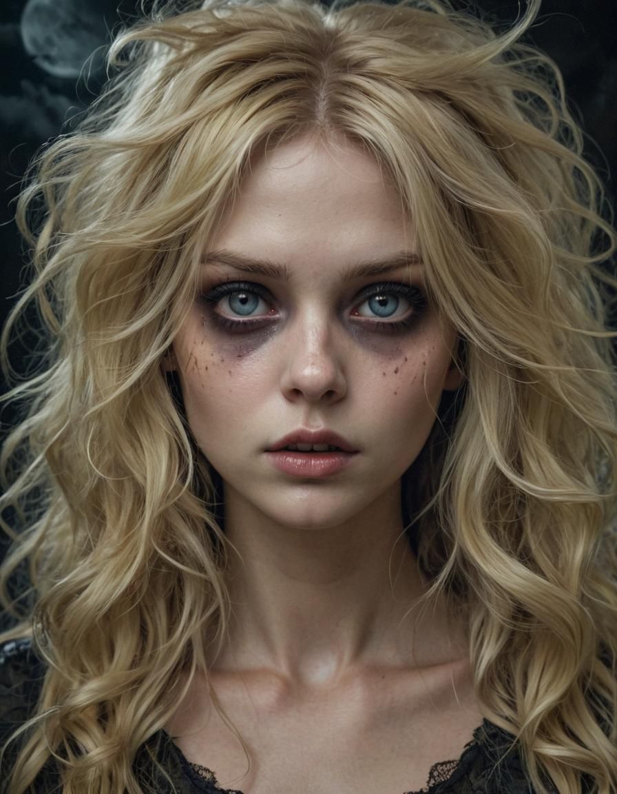 Eerie Beauty: A Digital Art Nightmare Portrait