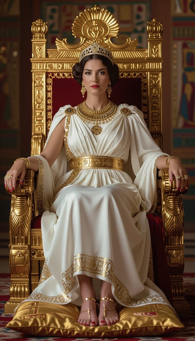 Empress Livia on Opulent Roman Golden Throne