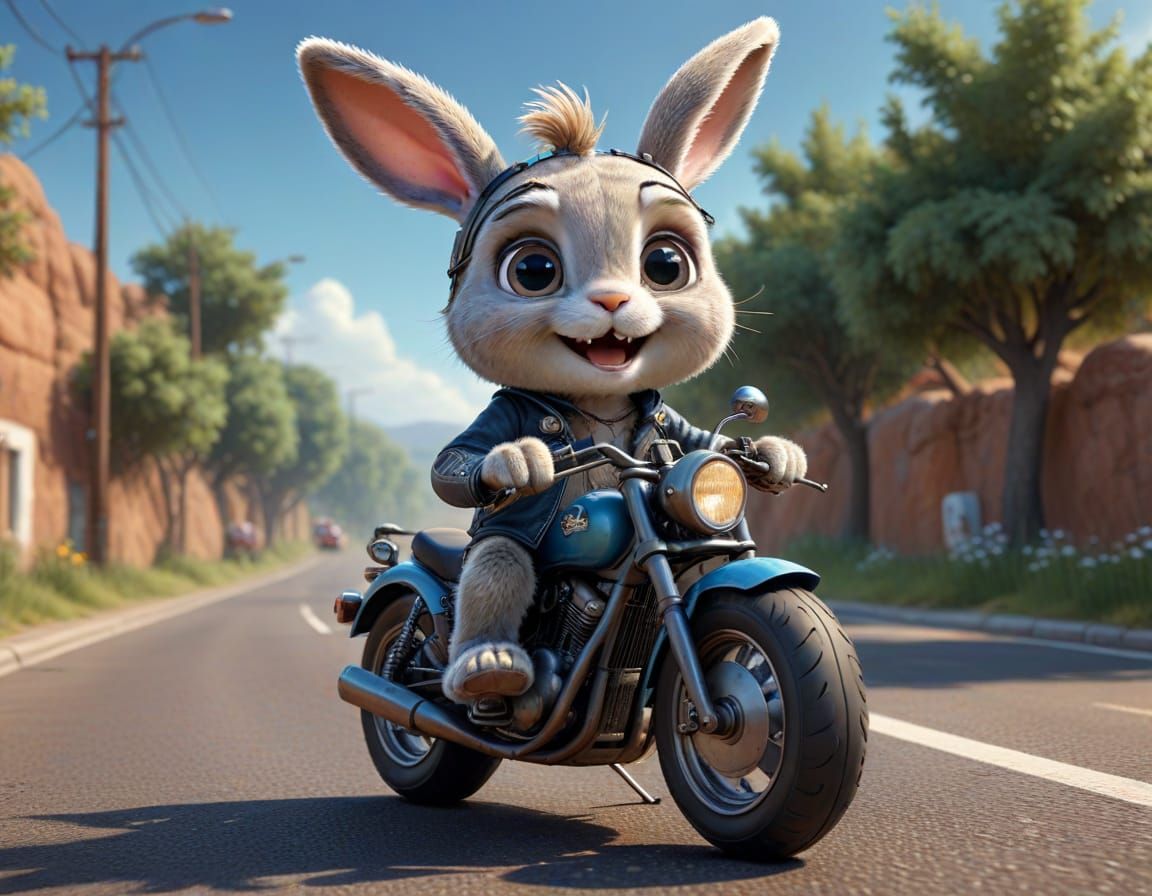 Motor-bunny enjoying the ride.