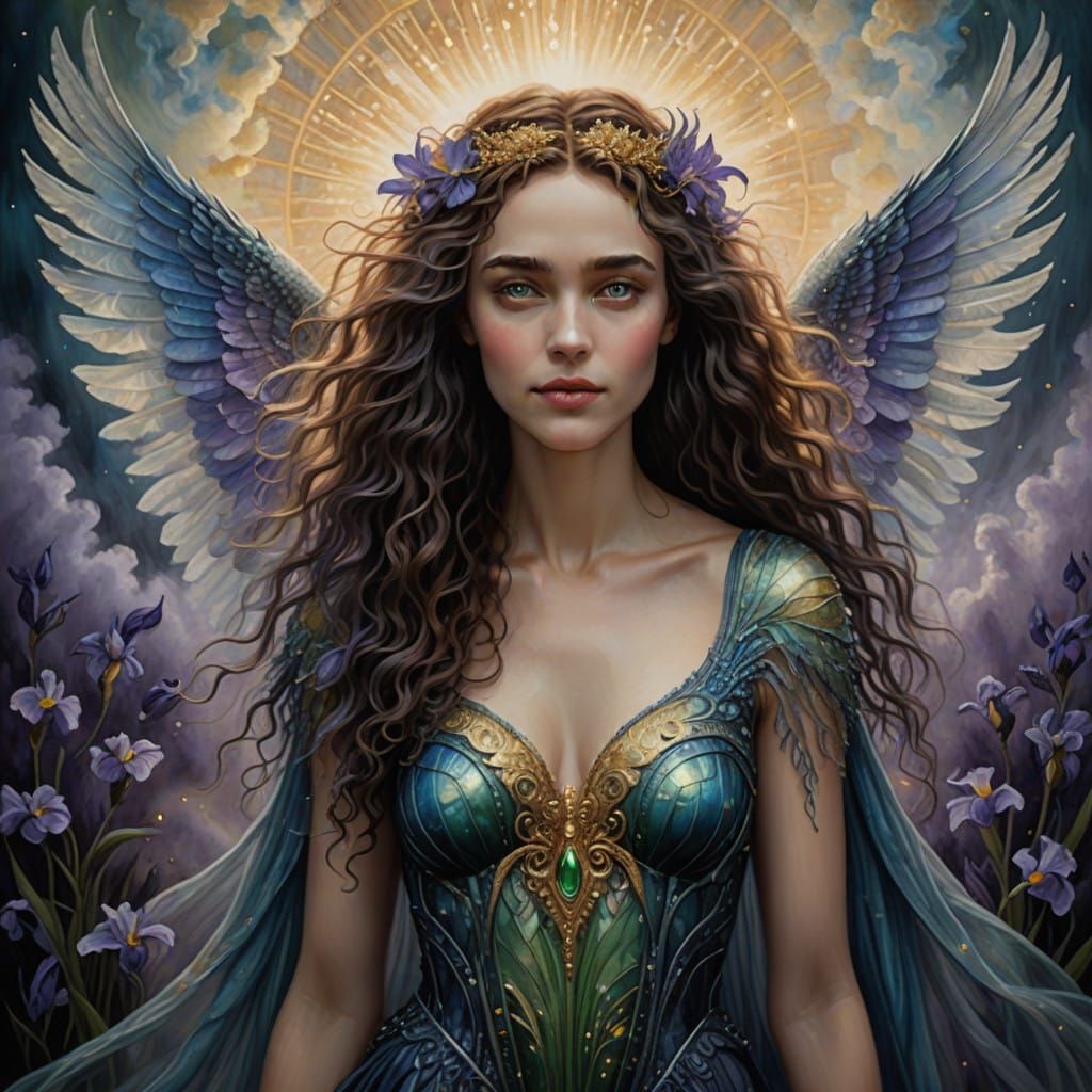 Ethereal Goddess of the Rainbow with Iridescent Wings