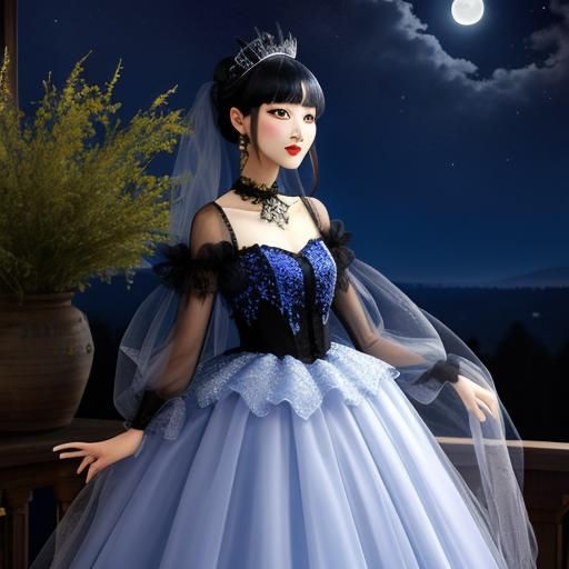 Moonlit Frog in Tulle Fabric: Maximalist Image