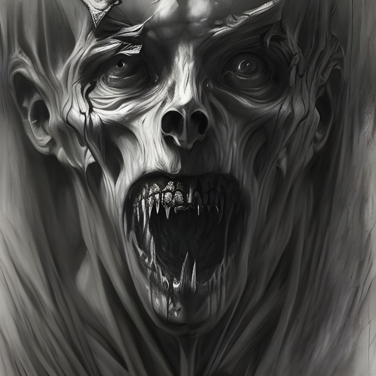 Gothic Horror in Chalk and Charcoal Style