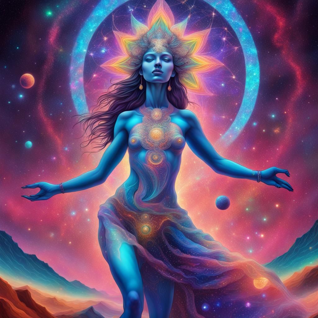 Holographic Cosmic Dancer Astral Illustration