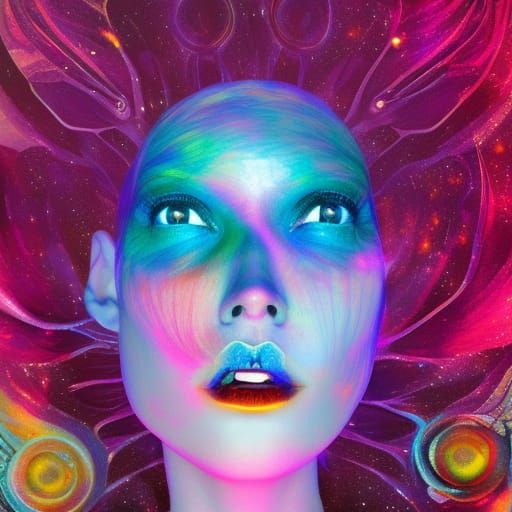 Redhead Alien Queen in Astral Cosmic Art