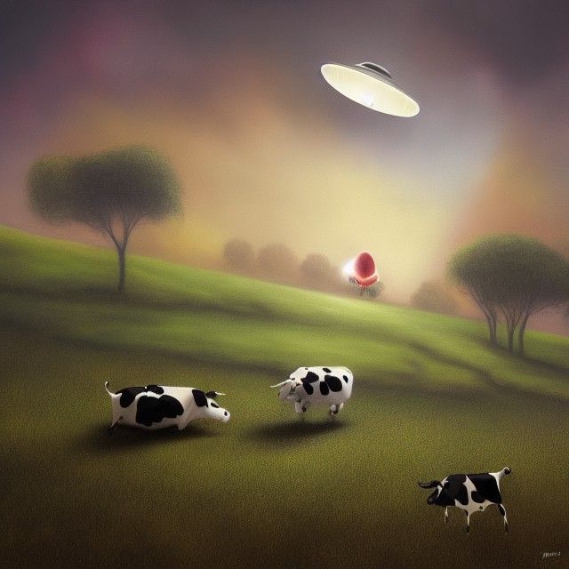 UFO Abduction of Cow: Burtonesque Sci-Fi