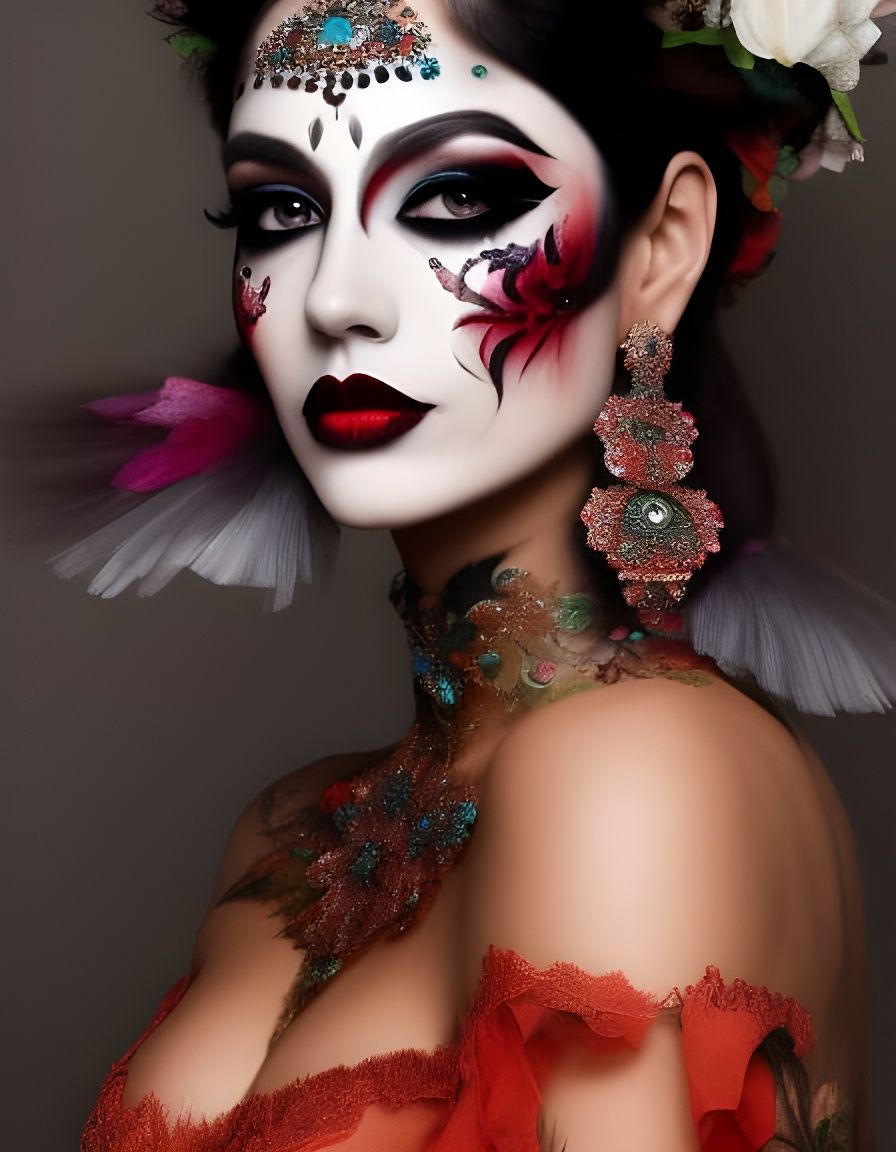 Calavera Flamenco Dancer with Sugar Skull Face Paint