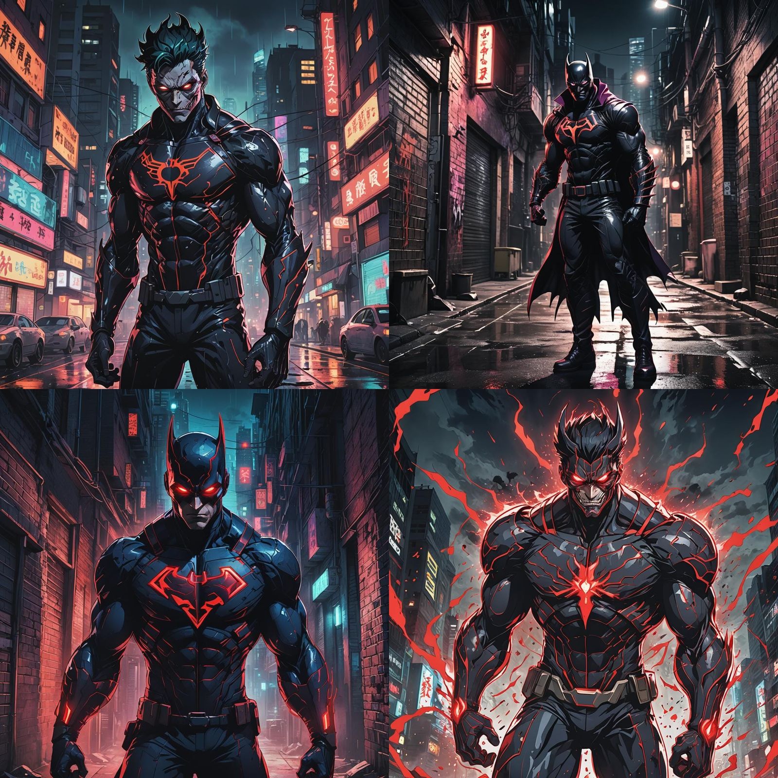 Menacing Anime Superhero in Cel-Shaded Style