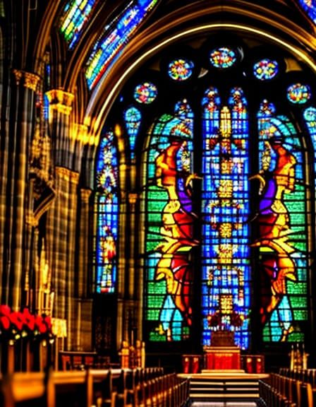 Stained Glass Dragon in Gothic Church