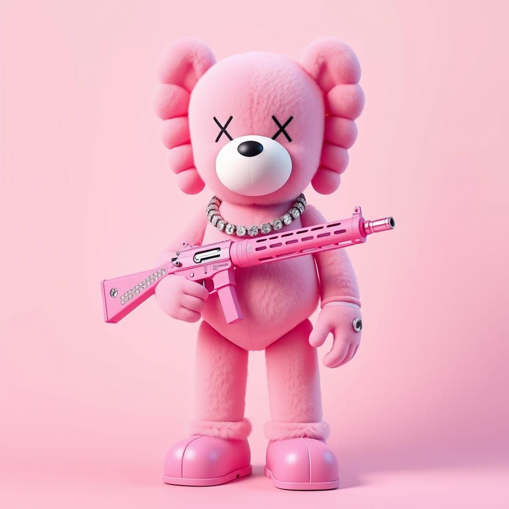 Hyper-Realistic Pastel Pink KAWS Bear Concept Art