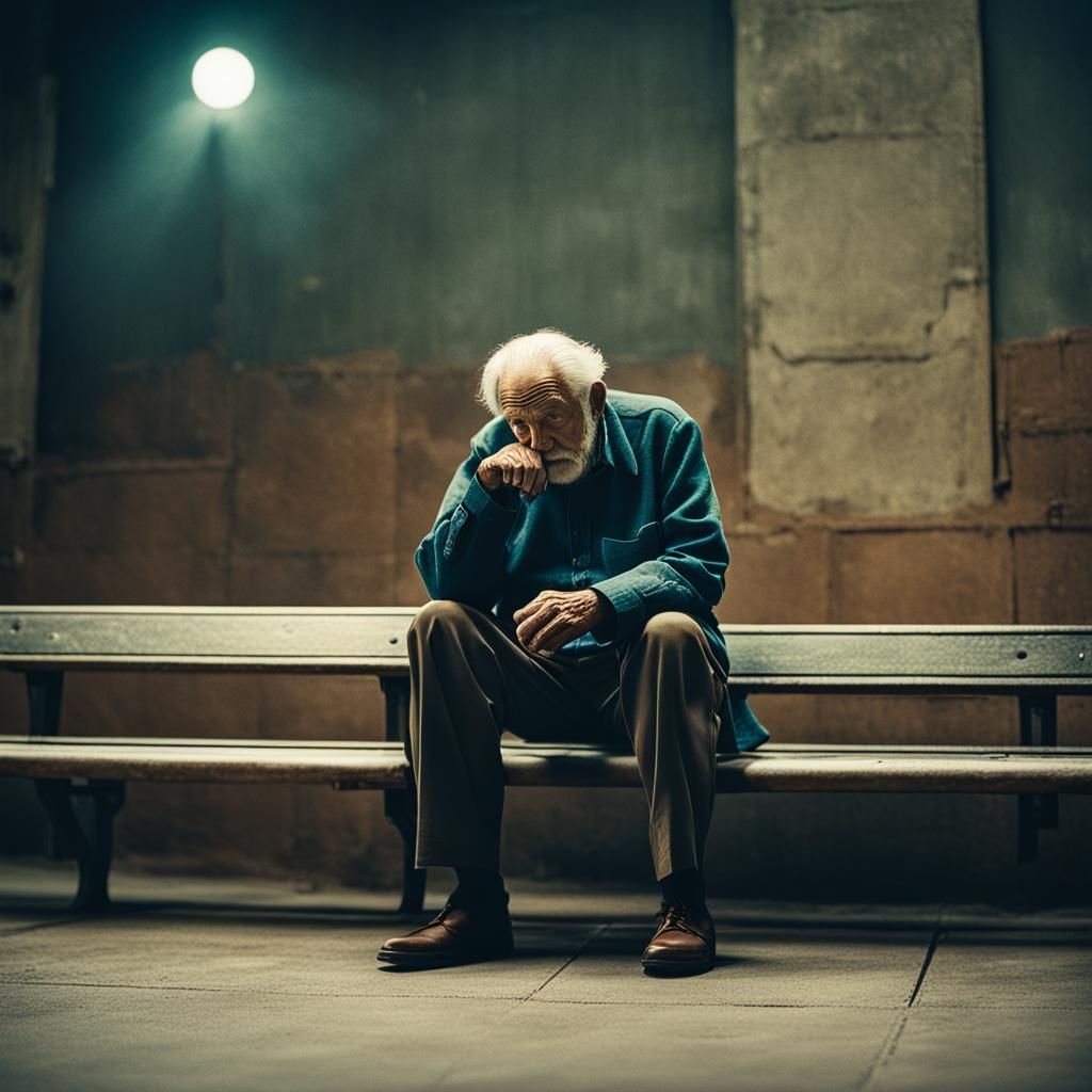 Dramatic Film Still of Elderly Man's Vision