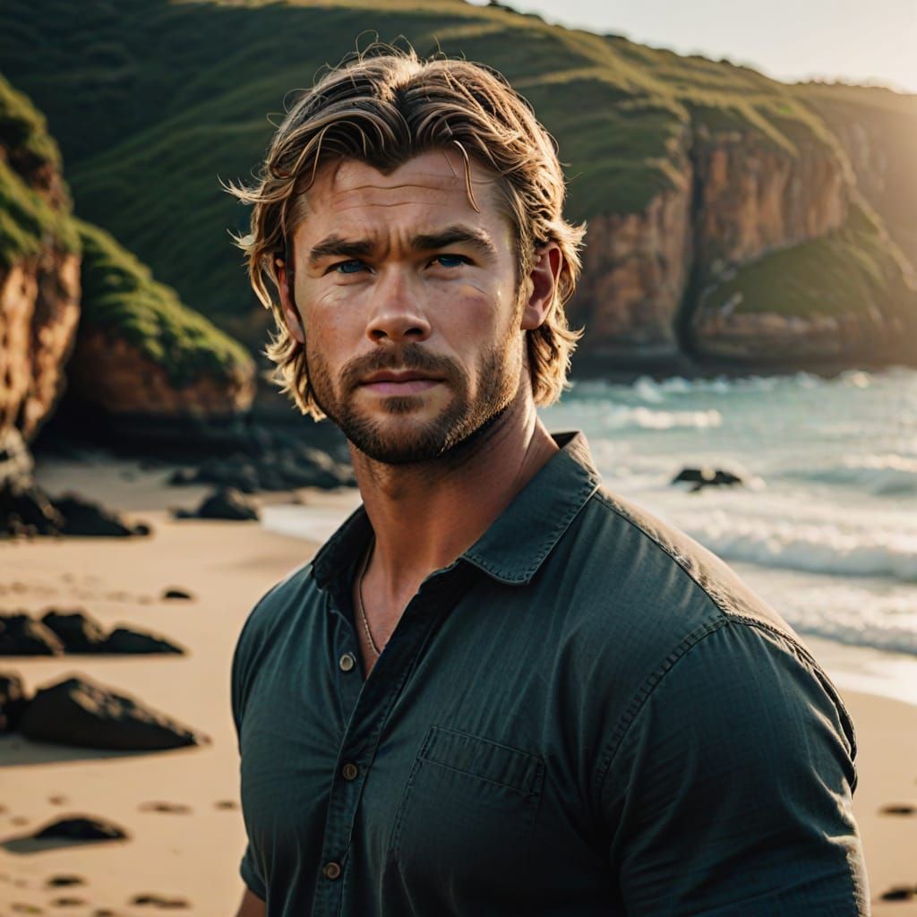 Chris Hemsworth as a Young Man in Warm Australian Light