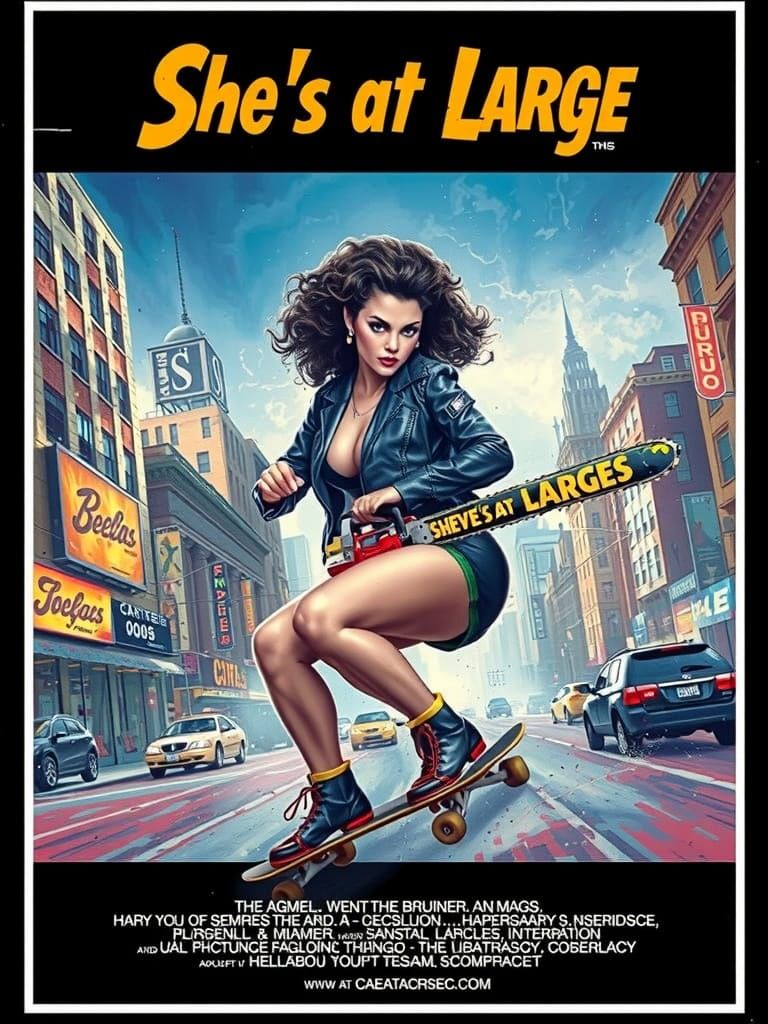 80s Action Heroine VHS Cover in Airbrush Style