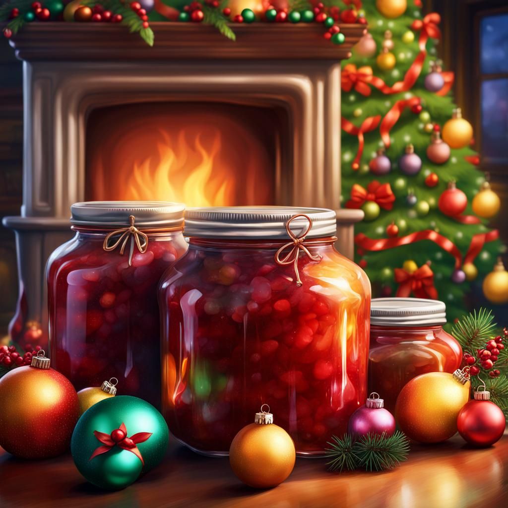 Hyperrealistic Christmas Jam Jars Splash Art