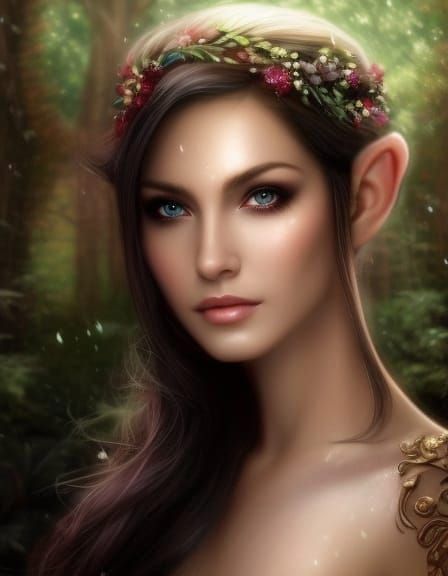 Beautiful Elf in Rain: Splash Art Fairycore