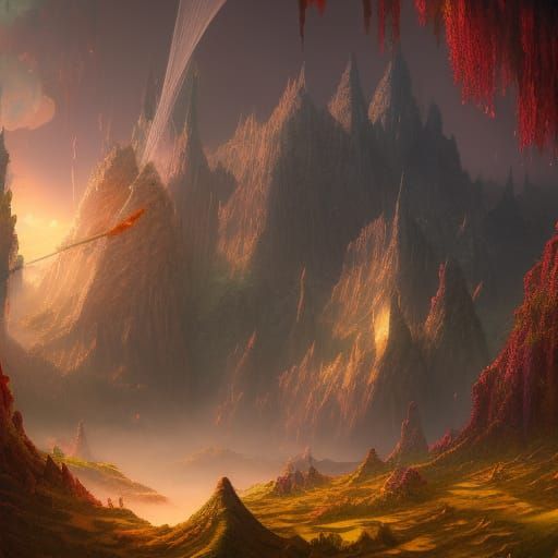 Detailed Matte Painting in Deep Color, Fantasy Art