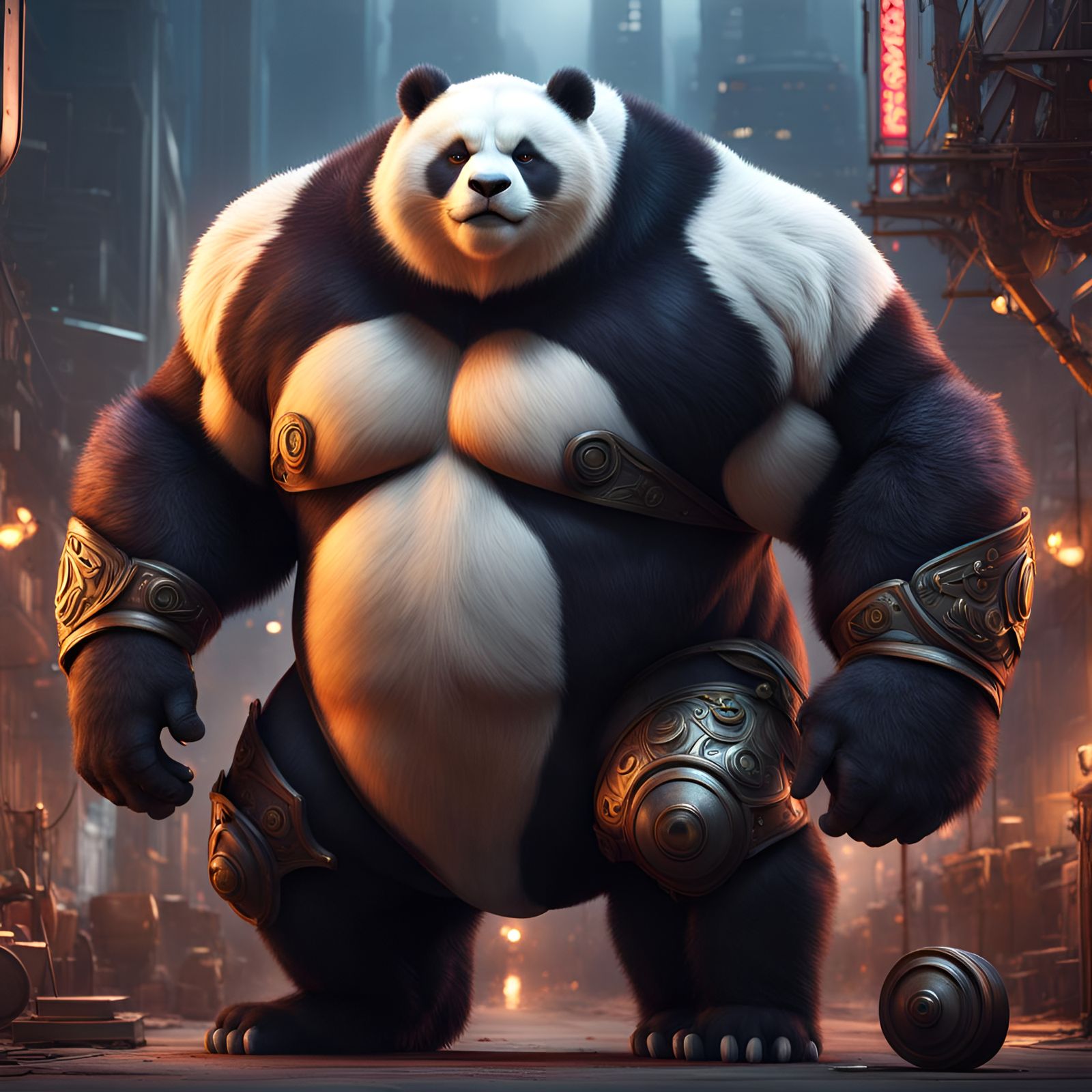 Muscular Panda Bodybuilder in Detailed Matte Painting