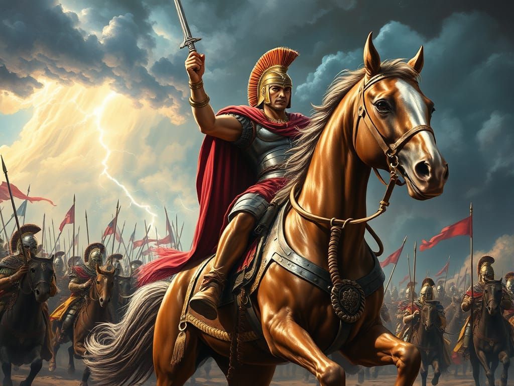 Alexander the Great Leading Troops in Battle