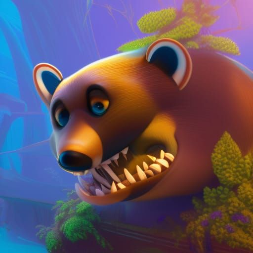 Aquatic Badger in Pixar-Style 3D Digital Art