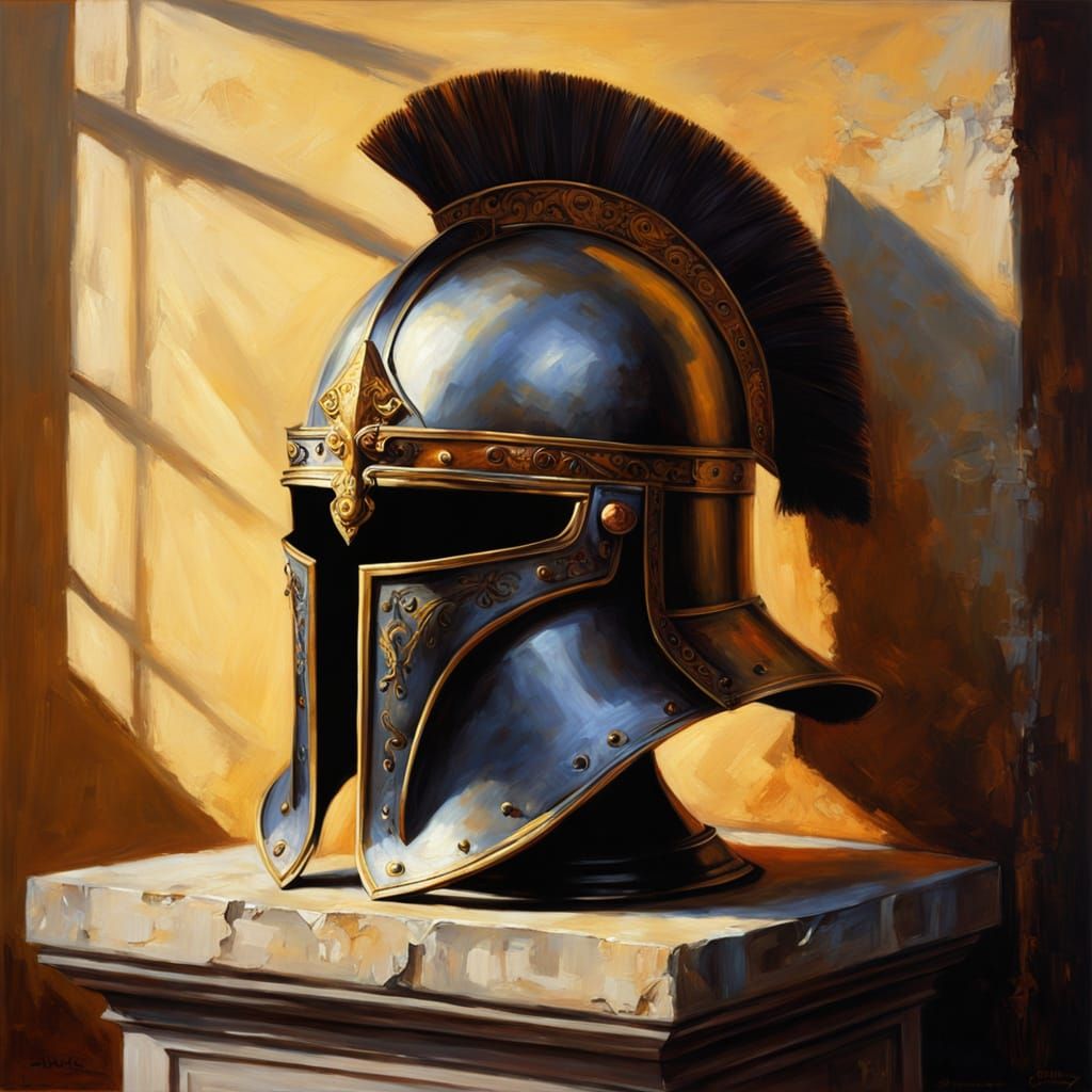 Historic Crusader Helmet in Golden Light