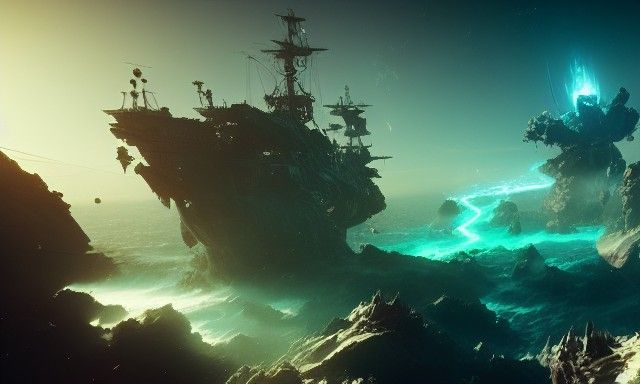 Pirates in Space in Photorealistic Biopunk Style