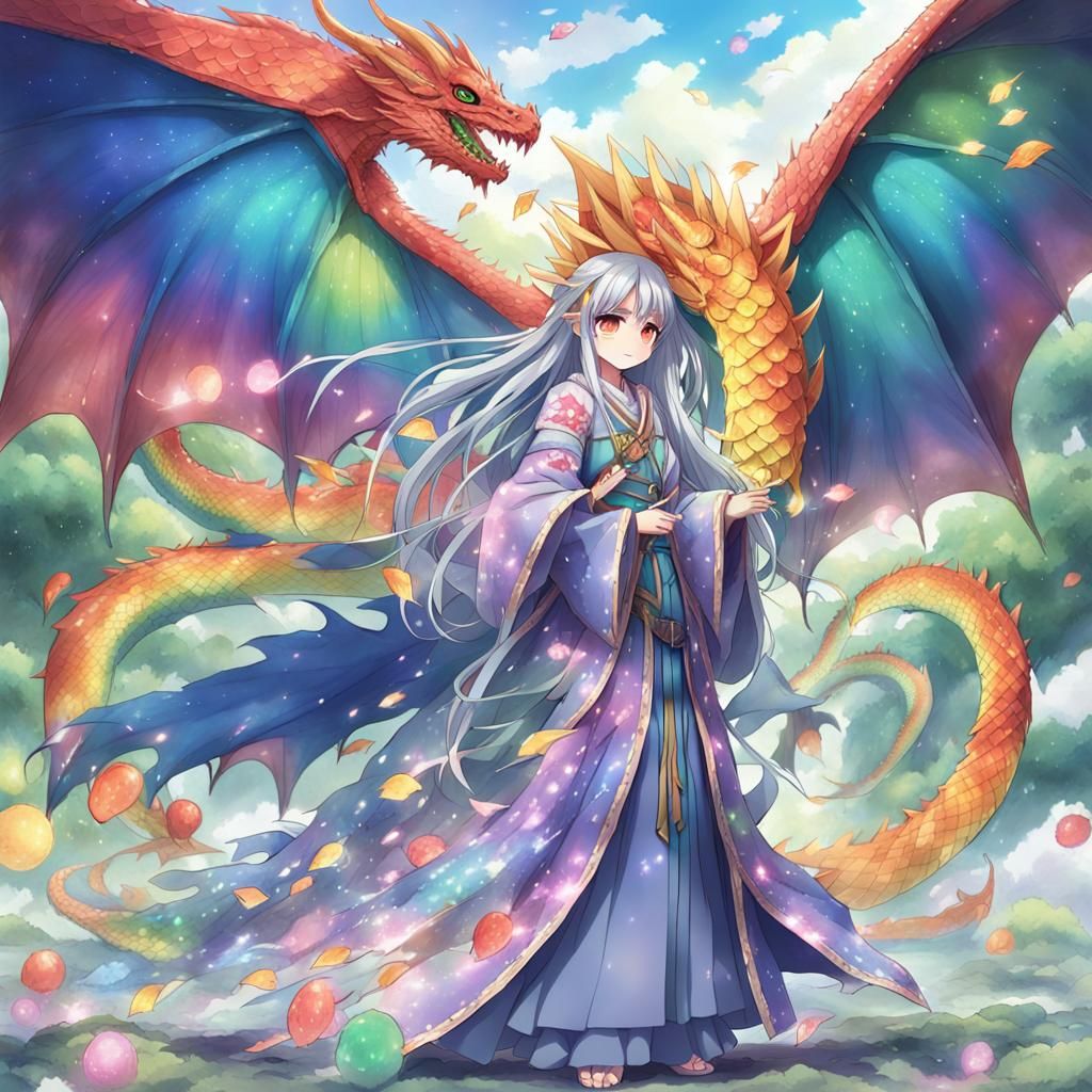 Anime Fairy with Dragon Wings and Scales