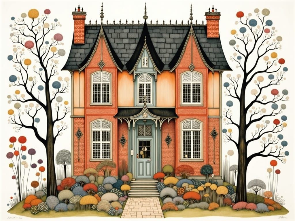 Intricate Cozy Home Illustration in Storybook Style