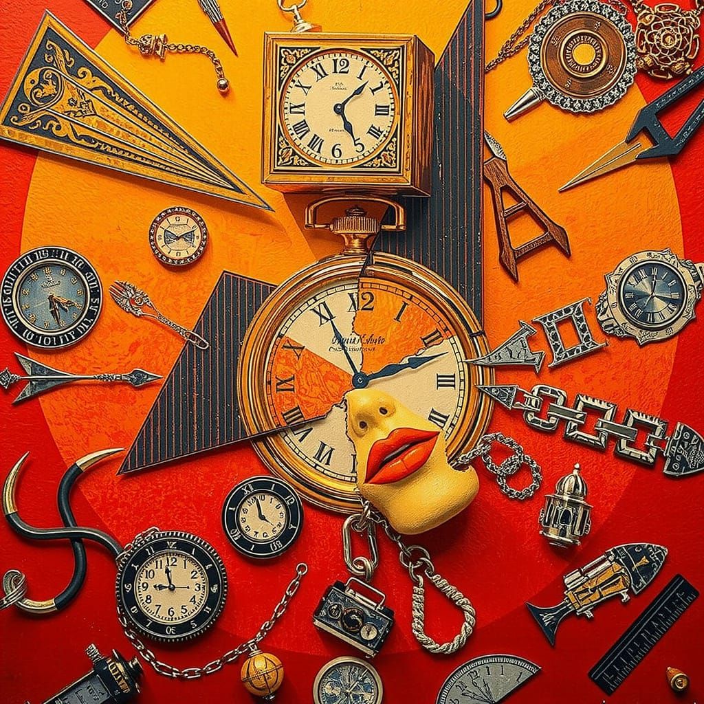 Art Deco Temporal Distortion in Paper Art Style