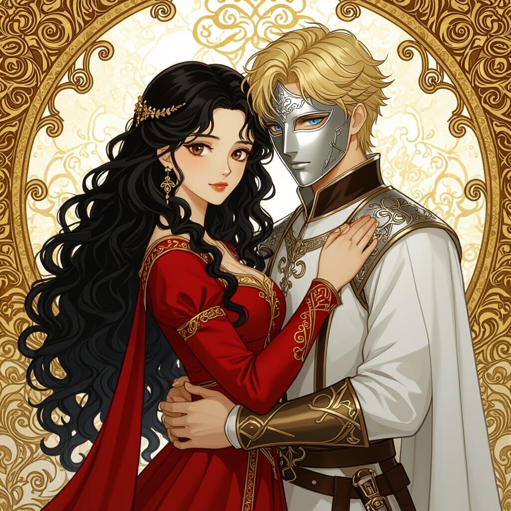 Romantic Anime Illustration of Medieval Lovers