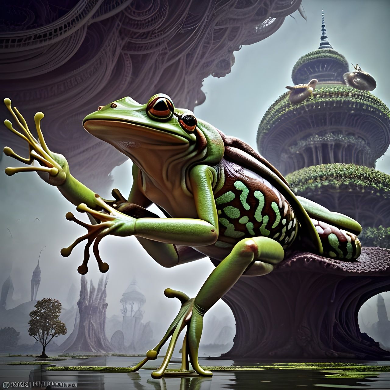 Frog God's Feast in Ornate Space