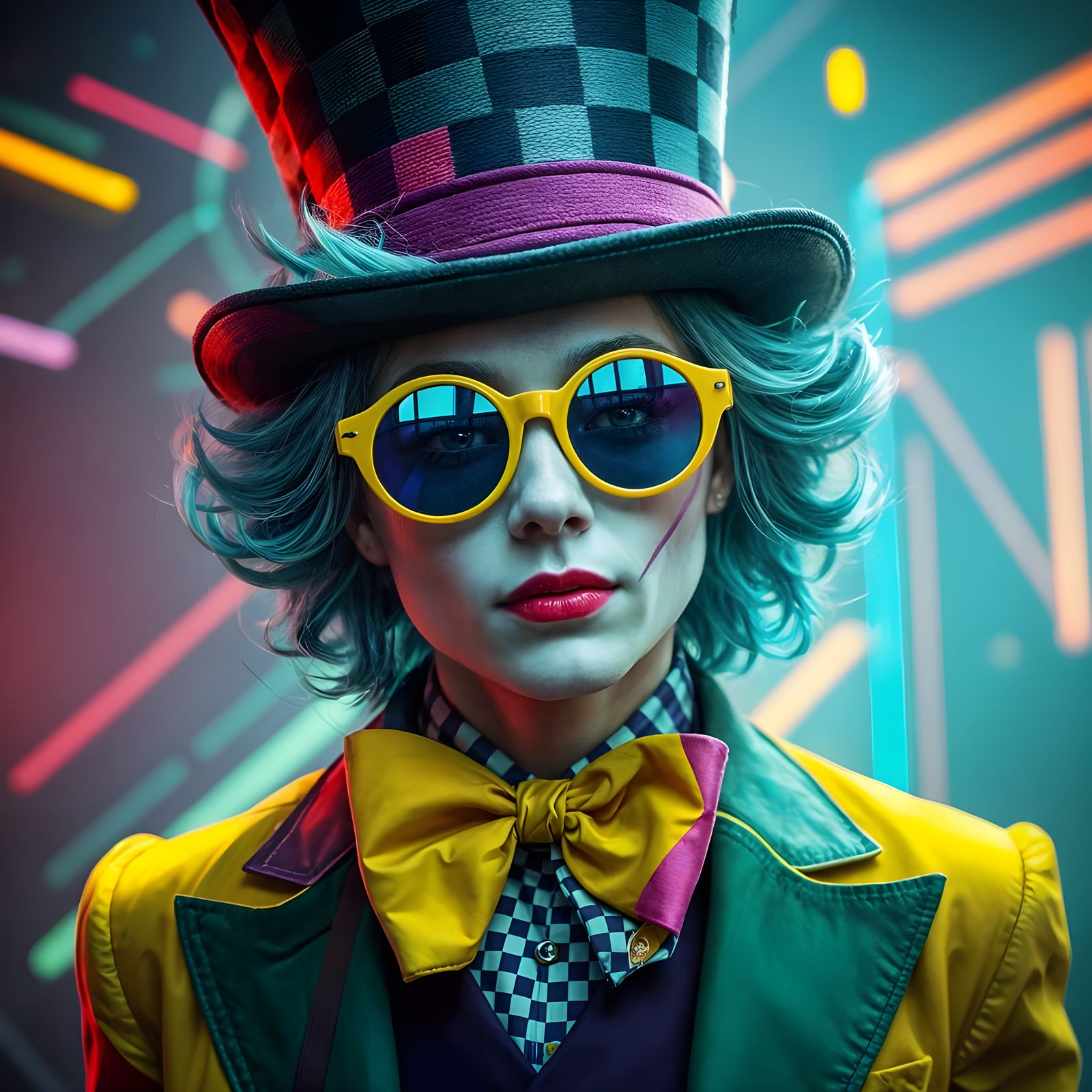 Cyberpunk Mad Hatter in Gingham