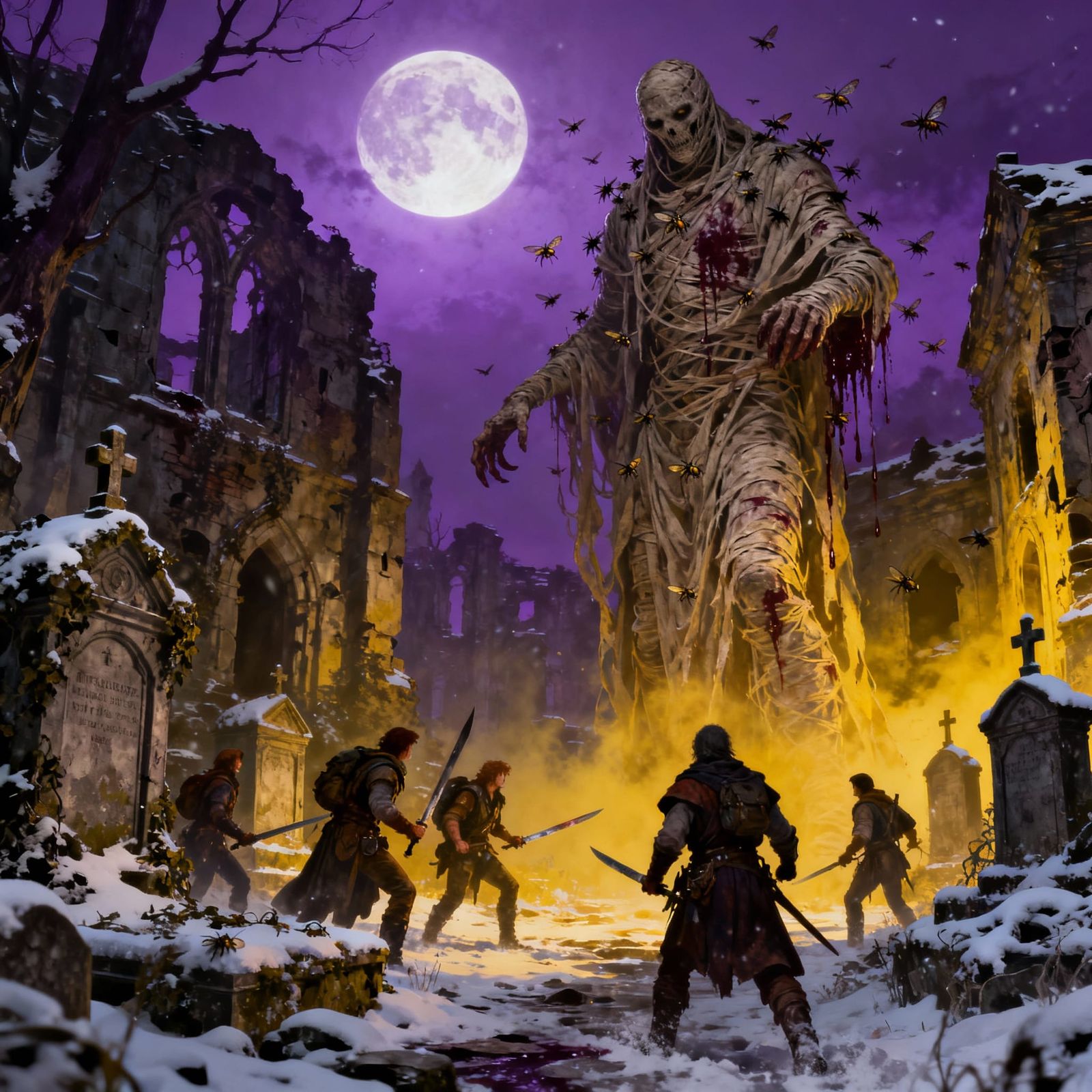 Mummy Lord in Haunted Ruins with Adventurers