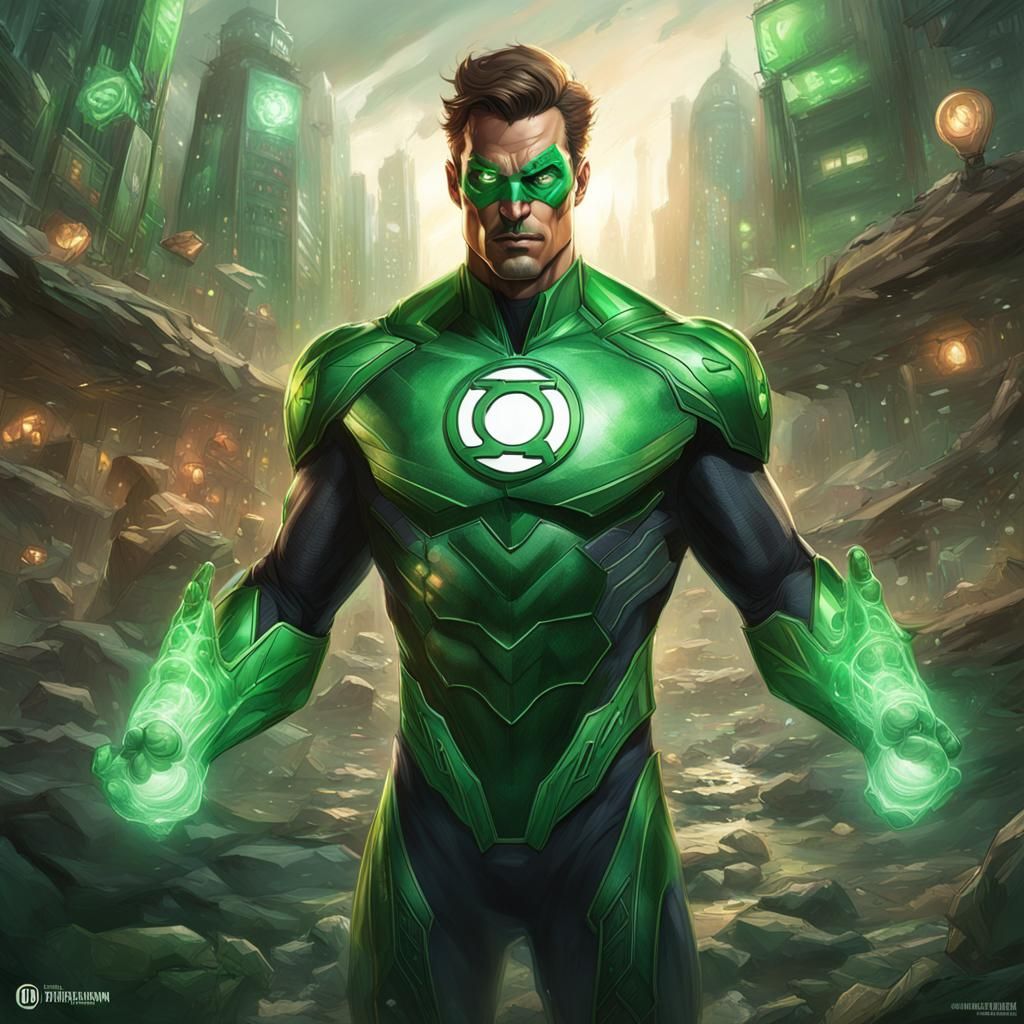 Hyperdetailed Green Lantern Portrait in Digital Art Style