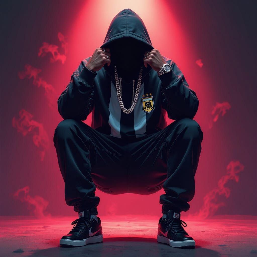 Mysterious Trap Artist Album Cover in Street Art Style