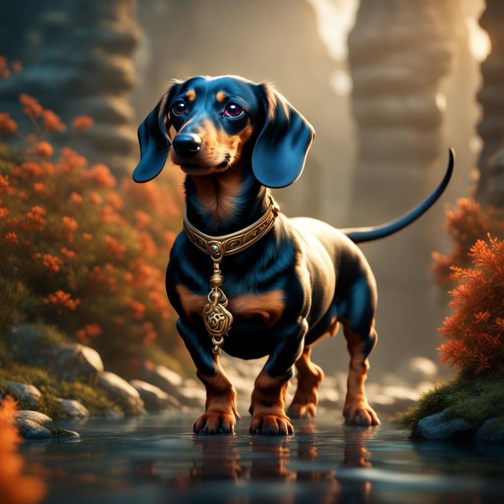 Detailed Dachshund Matte Painting in 8K