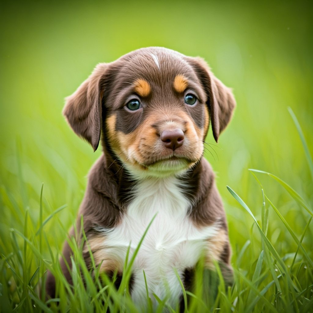 Puppy with Butterfly in Sunny Meadow