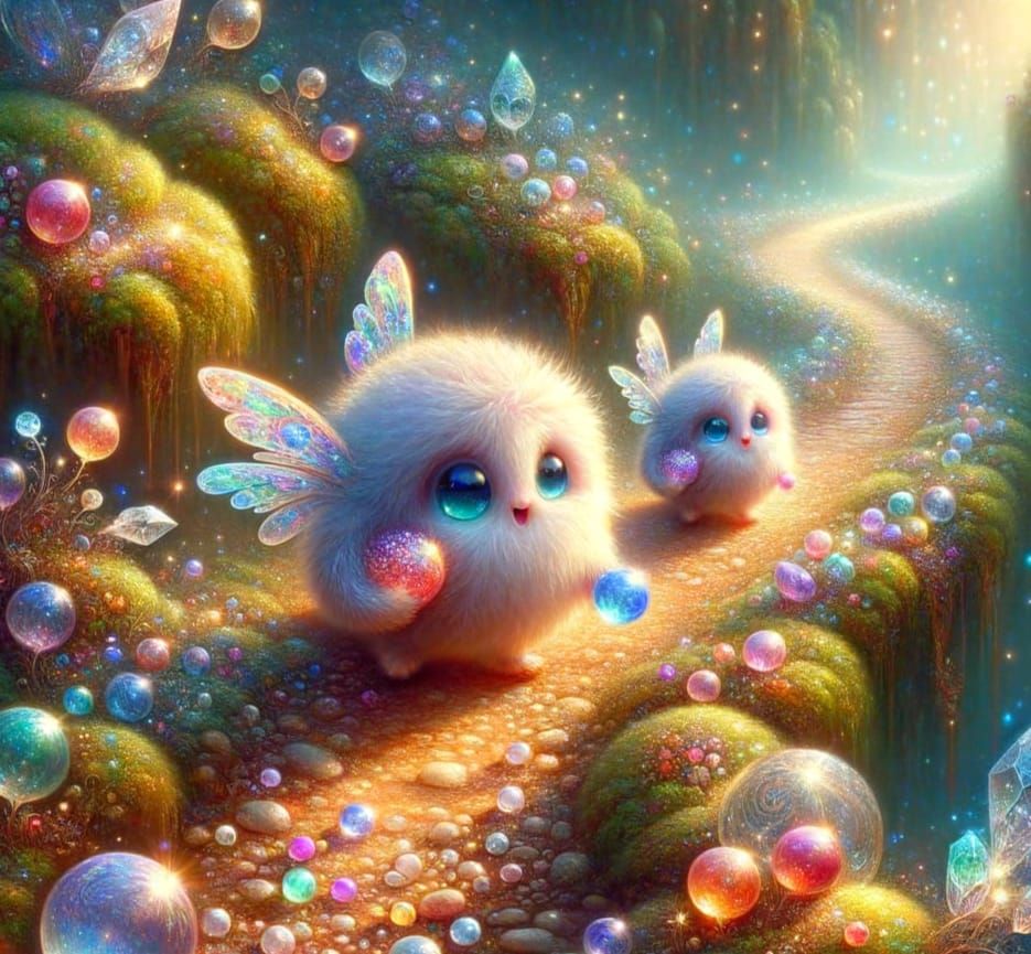 Whimsical Creatures in an Enchanted Forest Scene, in Pre-Rap...