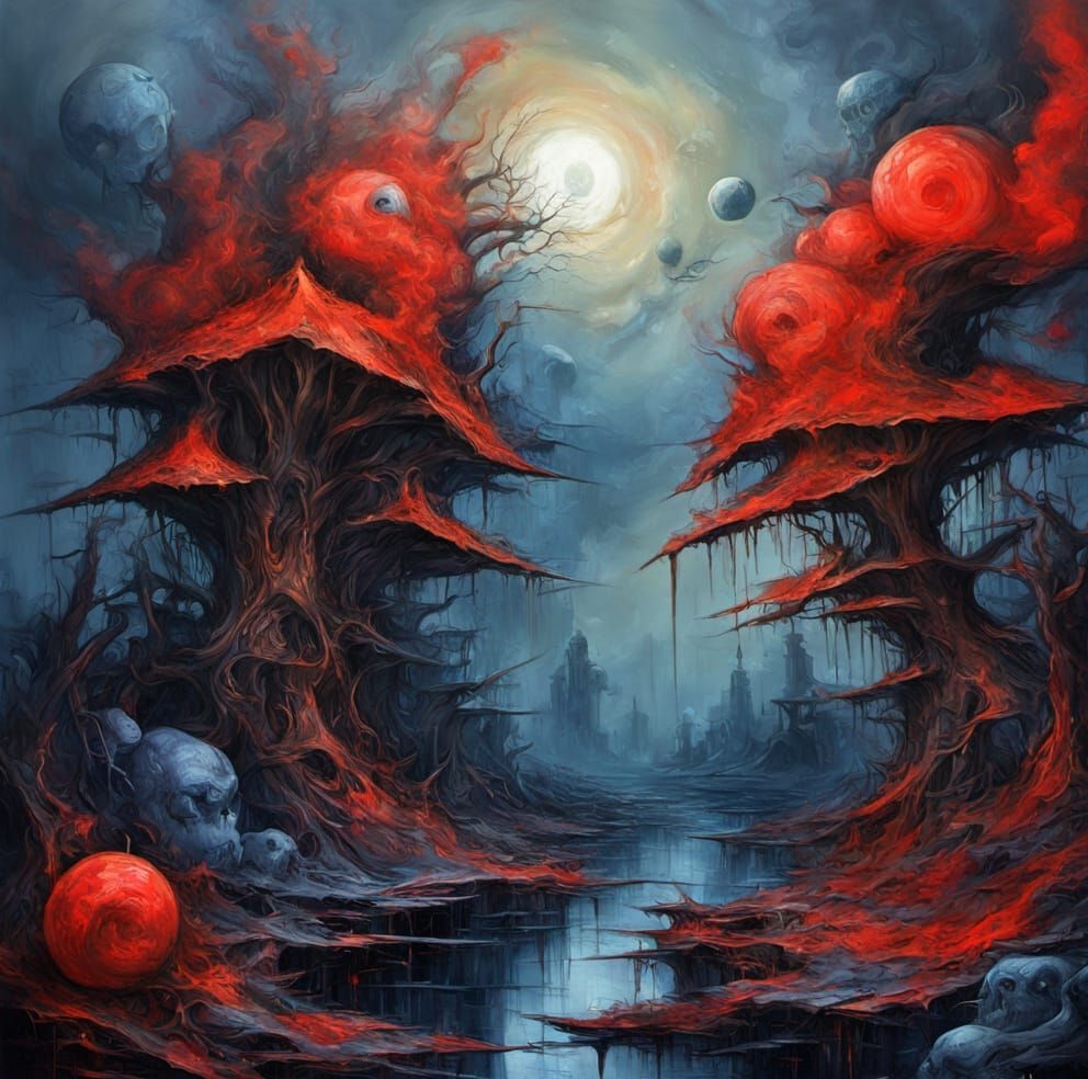 Ageless Cobalt Luminous Scarlet Abstract Surrealism