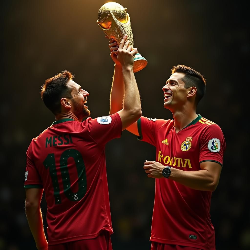 Messi and Ronaldo Celebrate World Cup Victory