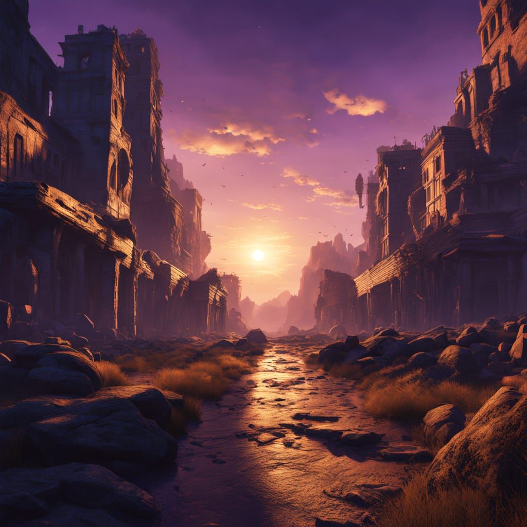 Ethereal Portal Unfolds in Ancient Cityscape