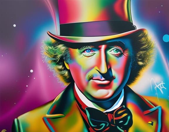 Willy Wonka as Graffiti Spray Paint Art
