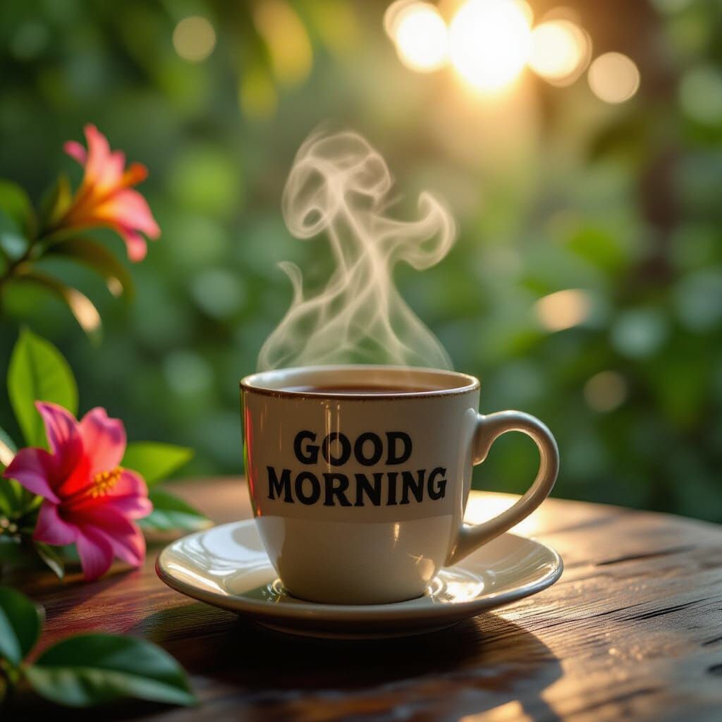 Steaming Coffee in Amazon Jungle, Photorealistic Style