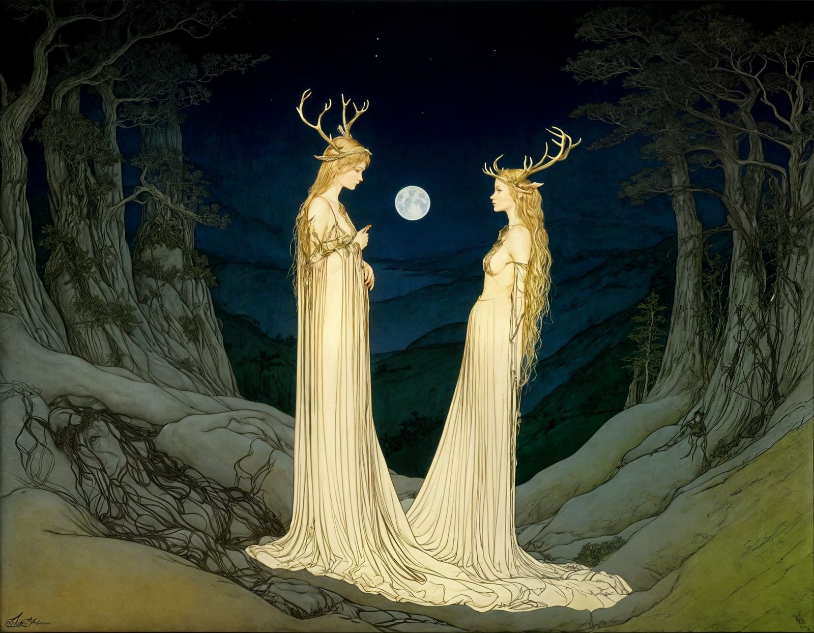 Chthonic Dreams of a Woman with Stag Antlers
